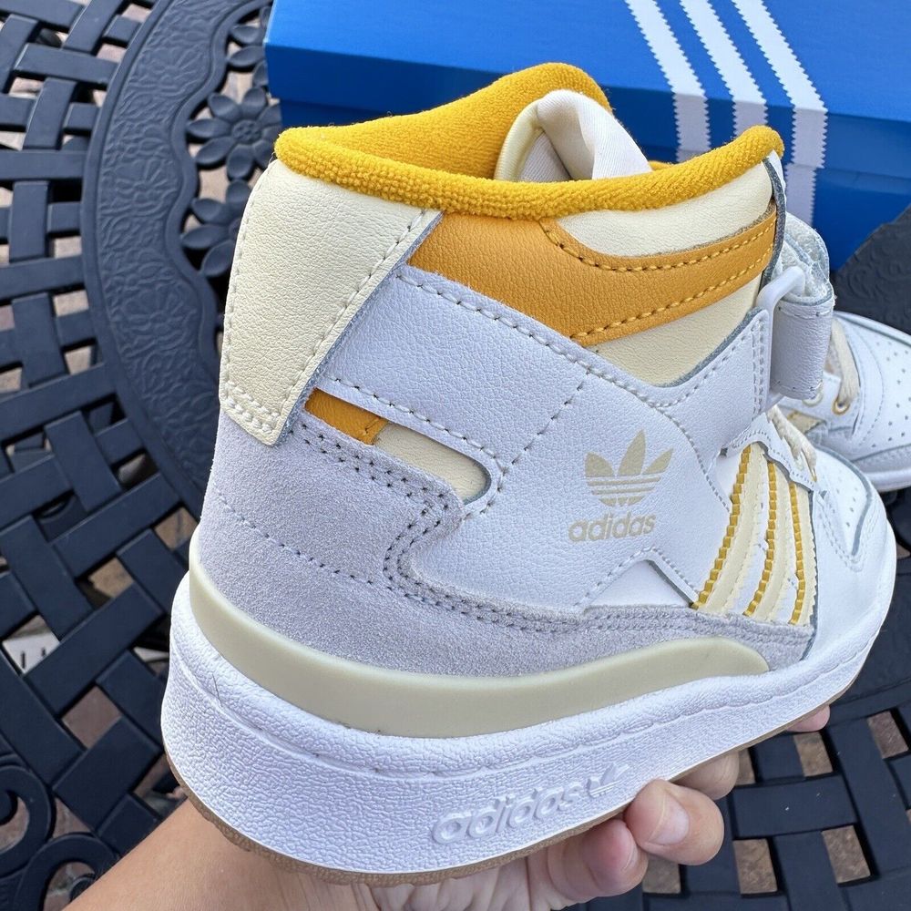 adidas Kids High-Top Sneakers in White and Yellow - Picture 8 of 16
